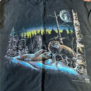 1993 Black Wolf Graphic Tee - Outdoor Night Scene